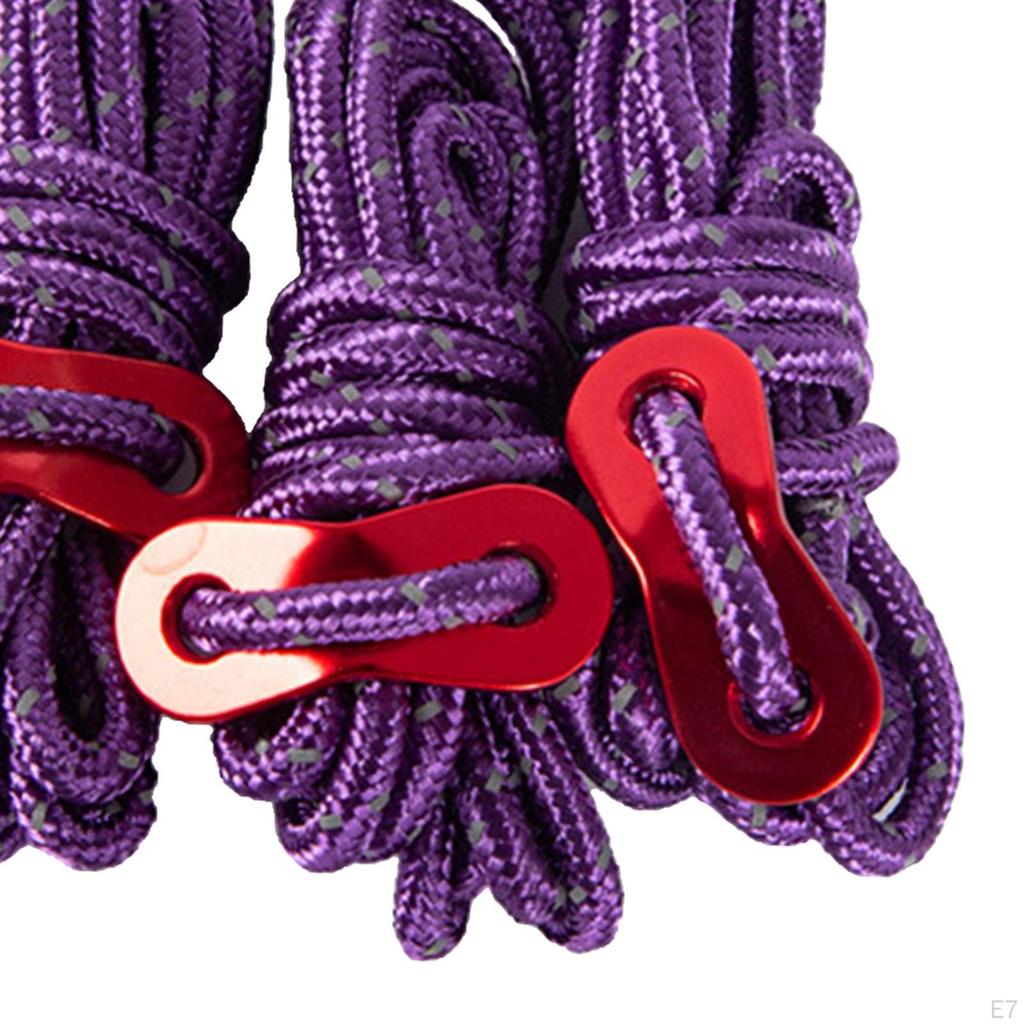 4 Pack 4mm Guyline Tent Ropes Camping Rope Reflective Cord Guy Line Guide for Awning