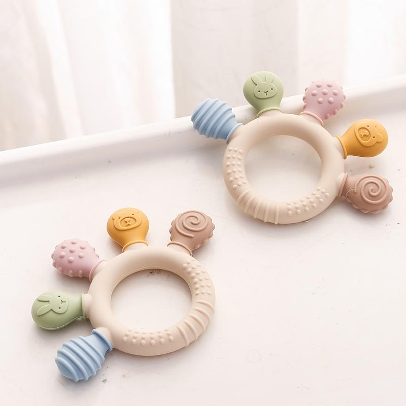 1Pc Silicone Teether Baby 0 12 Months Teething Toys Teether Ring Silicone Baby Teether Toys For Toddler Bpa Free Baby Toys Gifts