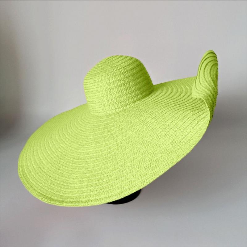 CM oversized brim braided hat women's spring and summer versatile beach hat vacation sun hat sun hat