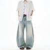 2026 Embroidered Denim Pants Loose Fit High Street Style Wide Leg Jeans Teens