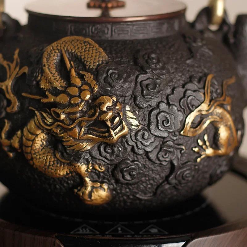 Authentic Uncoated Cast Iron Kettle Traditional Household Pig Iron Pot for Kungfu Tea Set Kitchen Boiling Gift