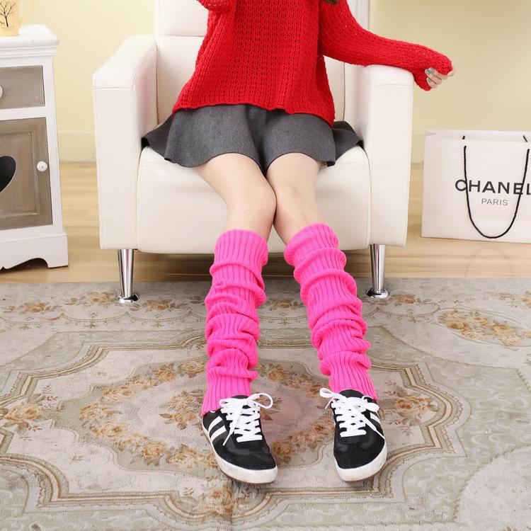 70cm Extra Long Thick Knitted Red Wool Leg Warmers for New Year and Christmas