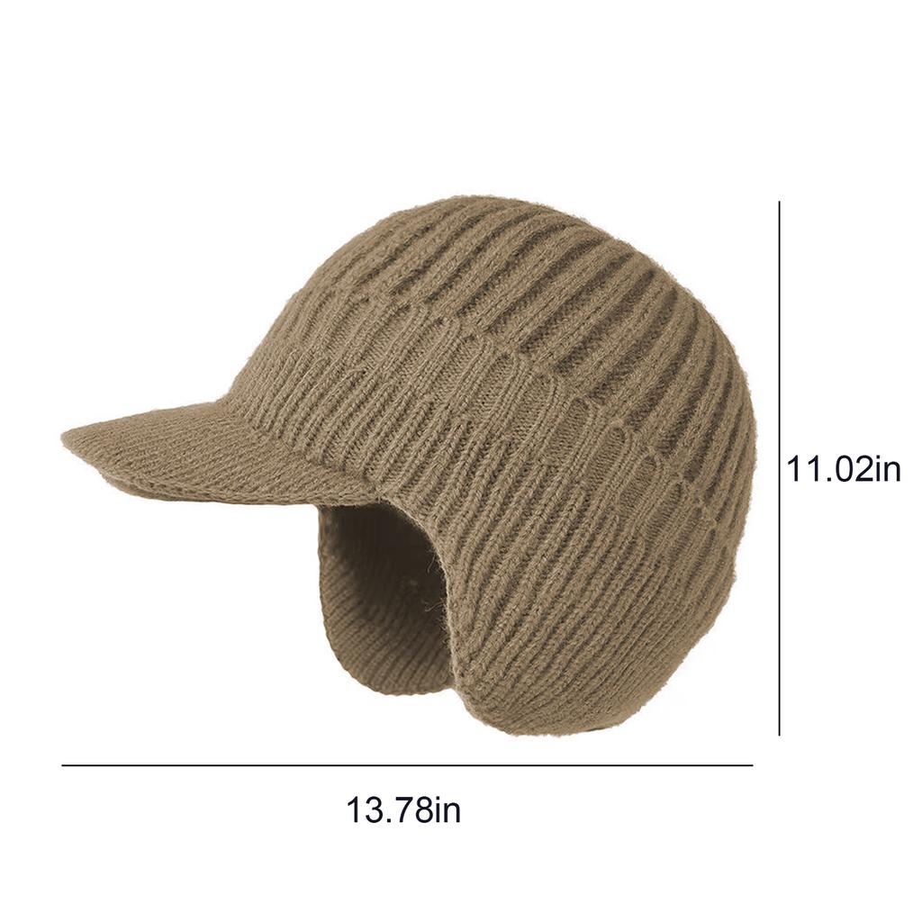 Men Women Winter Warm Knitted Beanie Ear Flap Fleece Lined Short Brim Skullies Cap Outdoor Ski Cycling Cold Weather Earmuff Hat