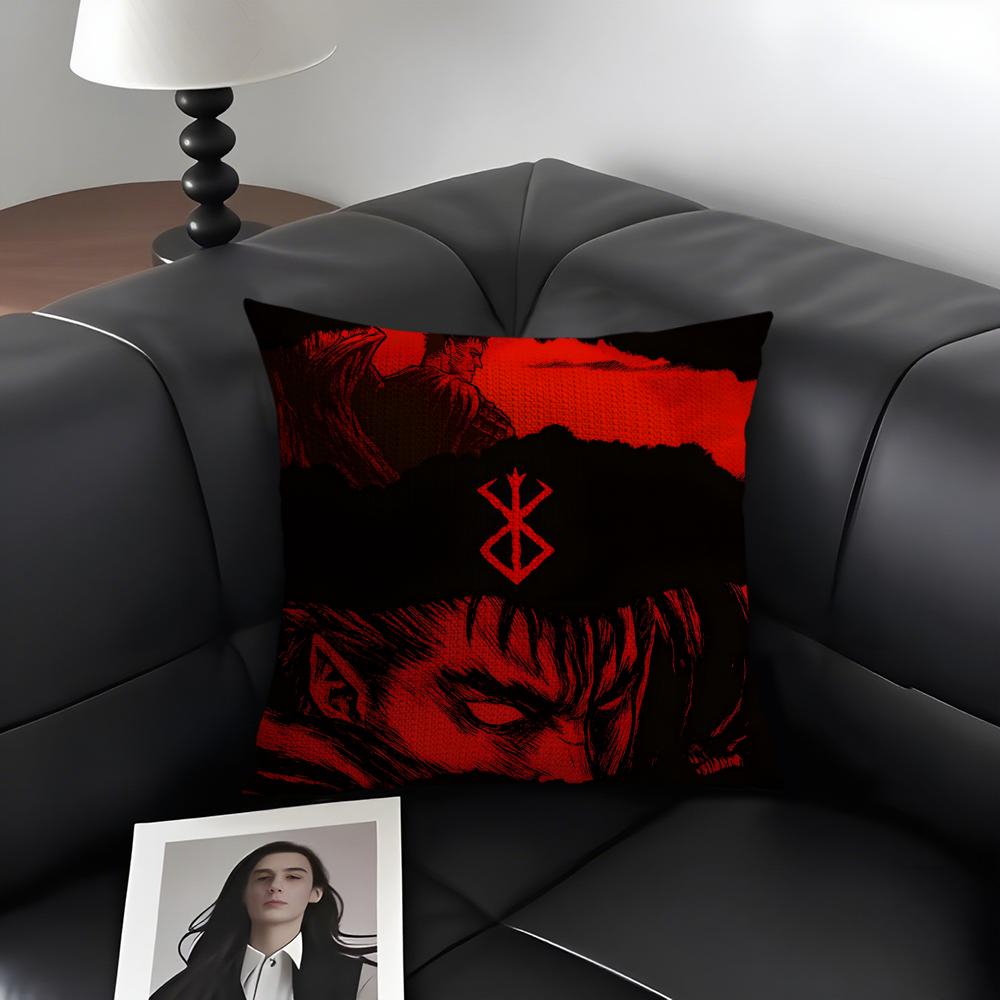 BBerserk Comic Cushion Cover Natural Linen Organic Fabric DoubleSided Printing Sofa Home Decor Gift Pillow Case