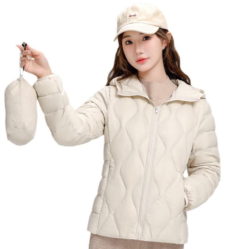 New light and thin down jacket women's short hooded autumn and winter long-sleeved versatile slim-fitting white duck down jacket to keep warm