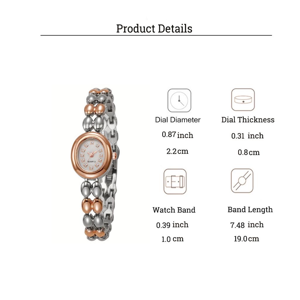 Fashionable and Cute Simple Creative Shape Round Dial Alloy Strap Women's Quartz Watch Bracelet 2-piece Set, Suitable for Party