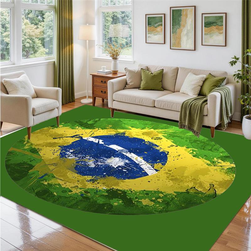 Brazil national football team Design Crystal Velvet Rug Soft Decorative Mat for Bedroom Entrance