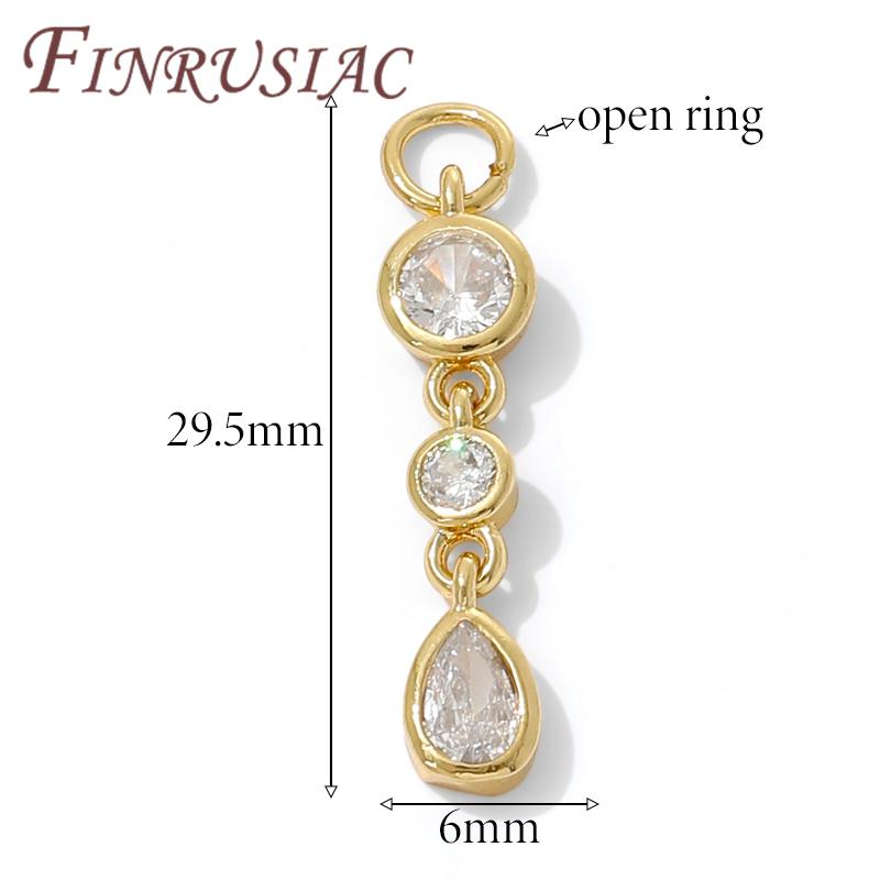 

18K Gold Plated Brass with Zircon Charms For Jewelry Making,Long Pendants Charm For Necklaces Accessories,Earrings Findings 1 piece
