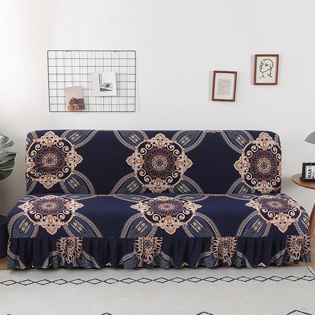 Moderne Blumenserie Sofabezug mit Rockkante für Klappsofabezug ohne Armlehne All-inclusive Elastischer Überwurfschutz