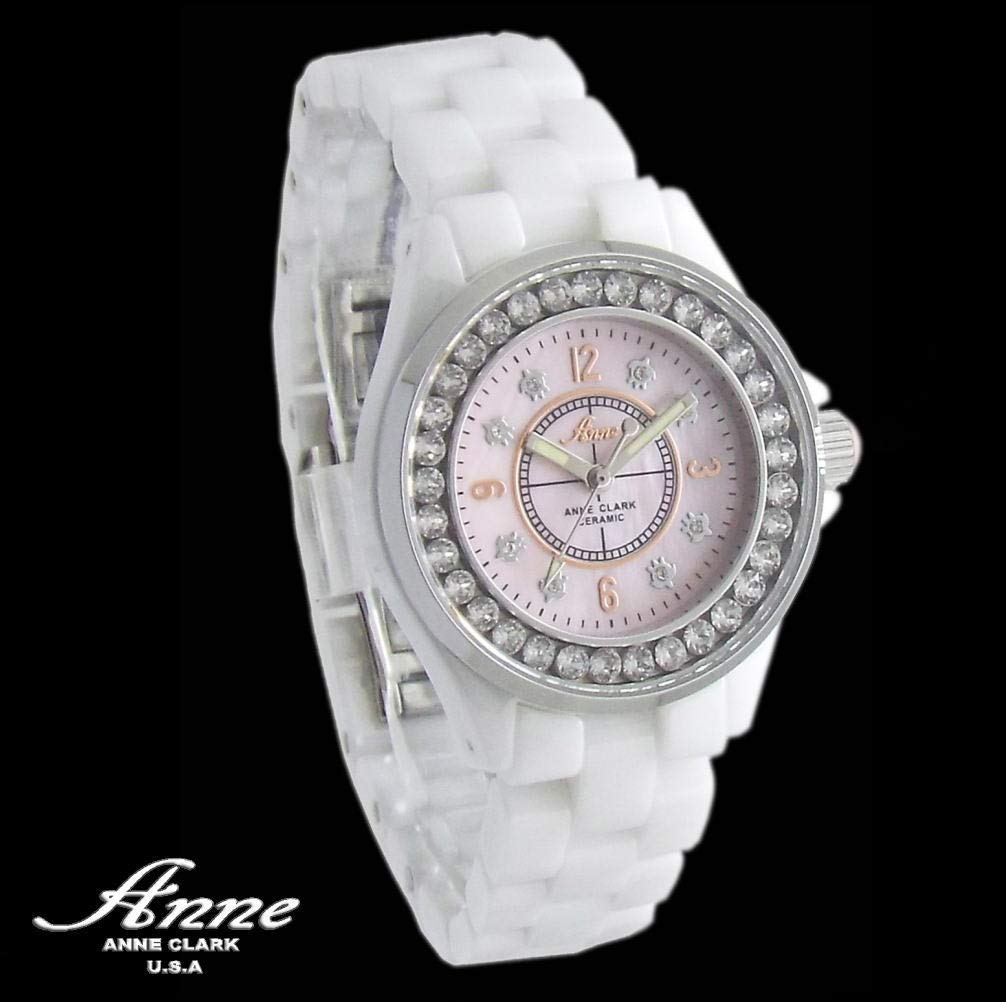 ANNE CLARK Women's Watch, Pacific Hawaii, Hypoallergenic, Full Ceramic, White Rhinestone Bezel, Skin-Friendly High-Quality Ceramic Material, Hawaiian