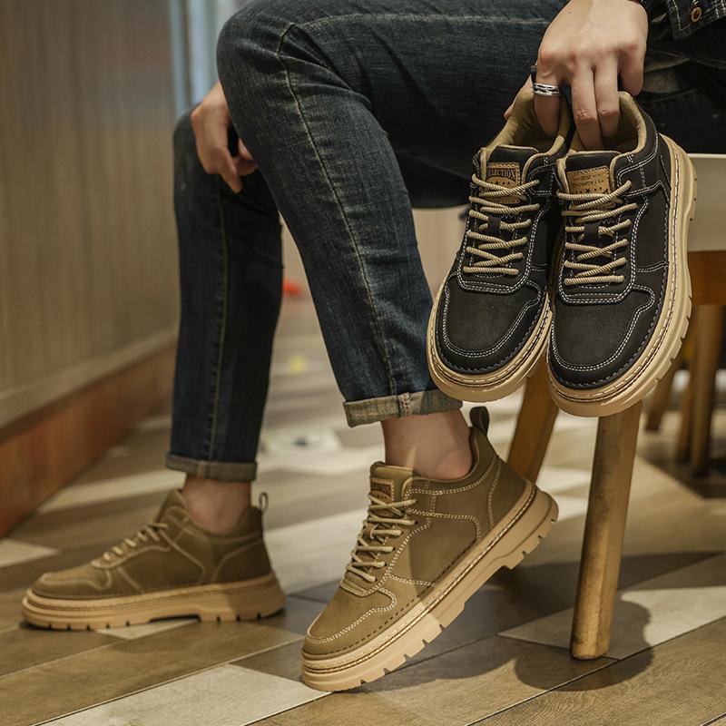 Autumn winter shoes leather British style retro Martin boots casual shoes non-slip warm high-top tooling shoes men