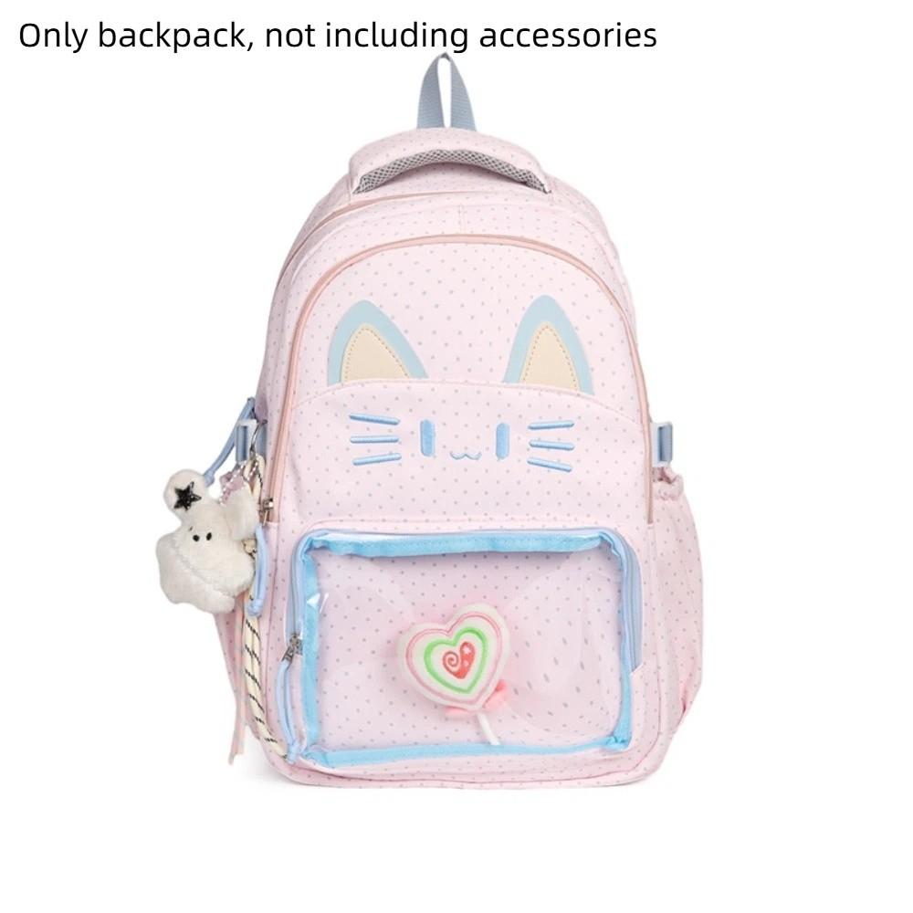 Preppy Style School Backpack Kitten Students School Bag Shoulder Bag Cartoon Cat Backpack  Outdoor