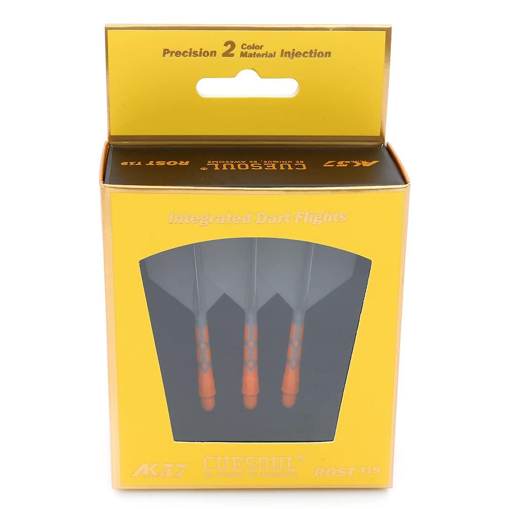 CUESOUL ROST T19 Shaft Integrated Flight Big Wing Gray Flight Orange M Set of 3 Shape, Two-Tone Color, + Shaft, Size, (CS-AK5711-9M)