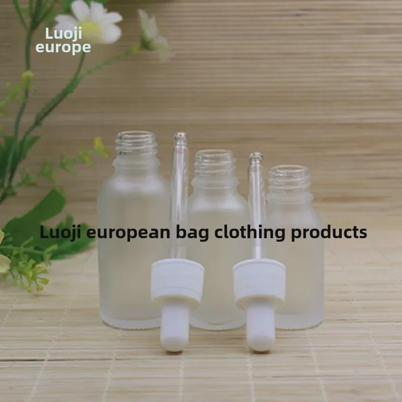 Frosted Glass Essential Oil Dropper Bottle with White Rubber Top