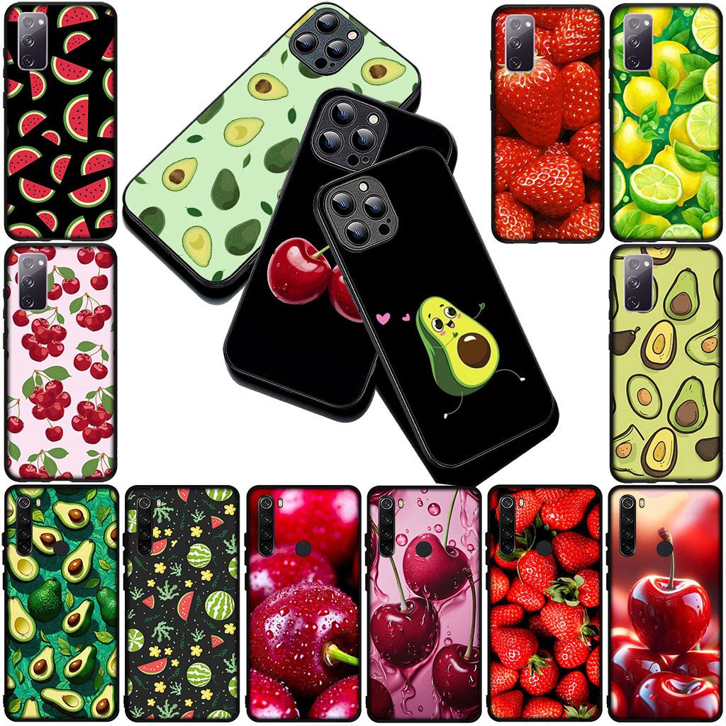 Phone Cover for Apple iPhone 17 Air 12 13 Pro Max Mini ProMax 7 + 8 Plus 7+ 8+ Soft Case Cherry Strawberry Fruit Summer Avocado