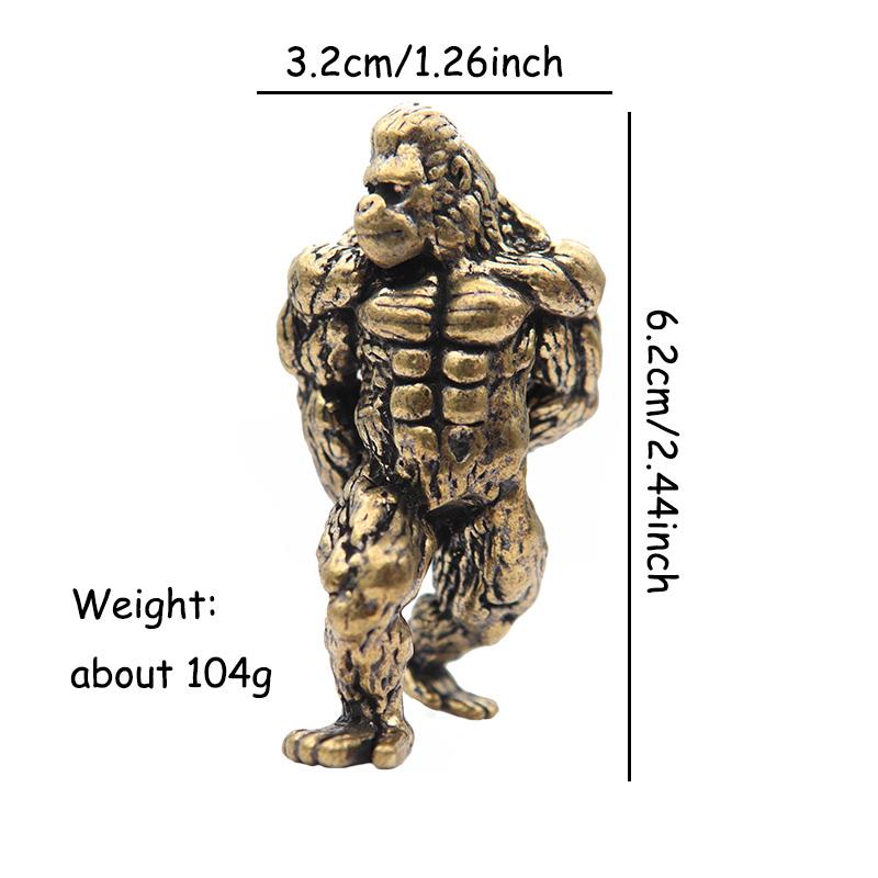 Heavy Brass Fitness Gorilla Small Sculpture Porch Decoration For Living Room Animal Orangutan Figurines Desktop Ornaments Crafts