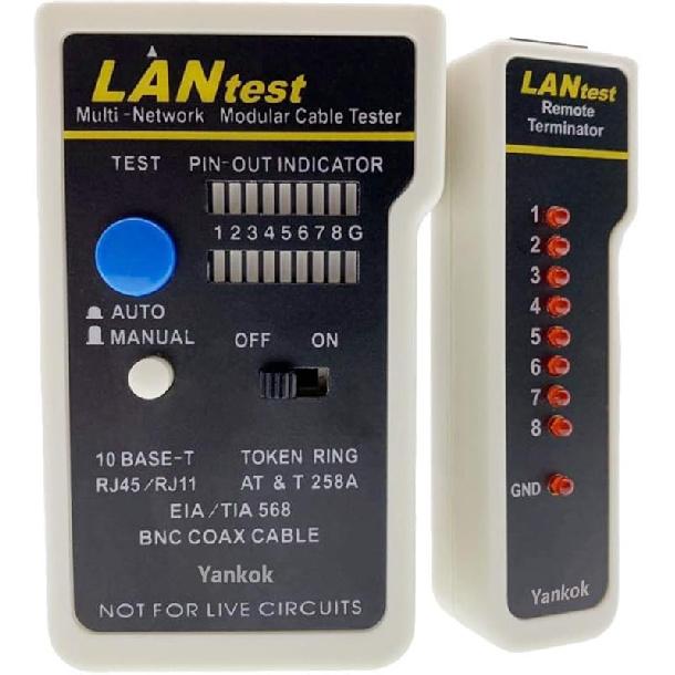LAN/USB Multi-Network Modular Cable Tester for Cat5/5e, Cat6, USB A/A, A/B, RJ45, RJ11, TIA-568A/568B, Token Ring and Telephone Cables