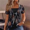 Fake Two Ethnic Style Short Sleeved Tops In Large Size Women's T-shirts