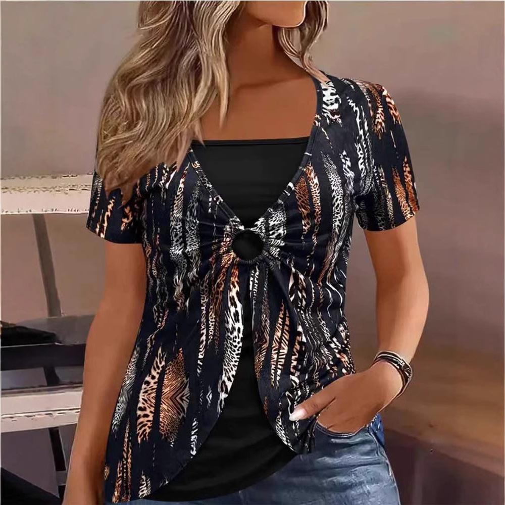 

Женские футболки большого размера в этническом стиле с коротким рукавом S чёрный