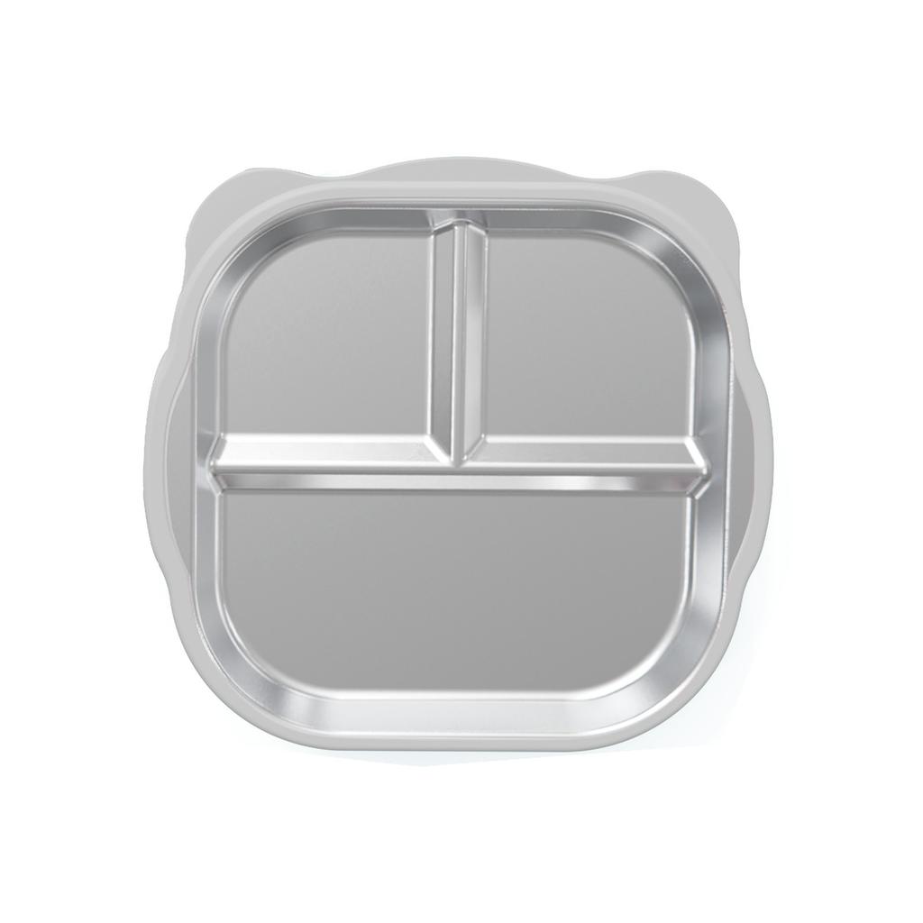New Stainless Steel Baby Feeding Plate, Food Grade Silicone Suction Divided Plate, -Fall Heat Resistant Kids Dinner Plate