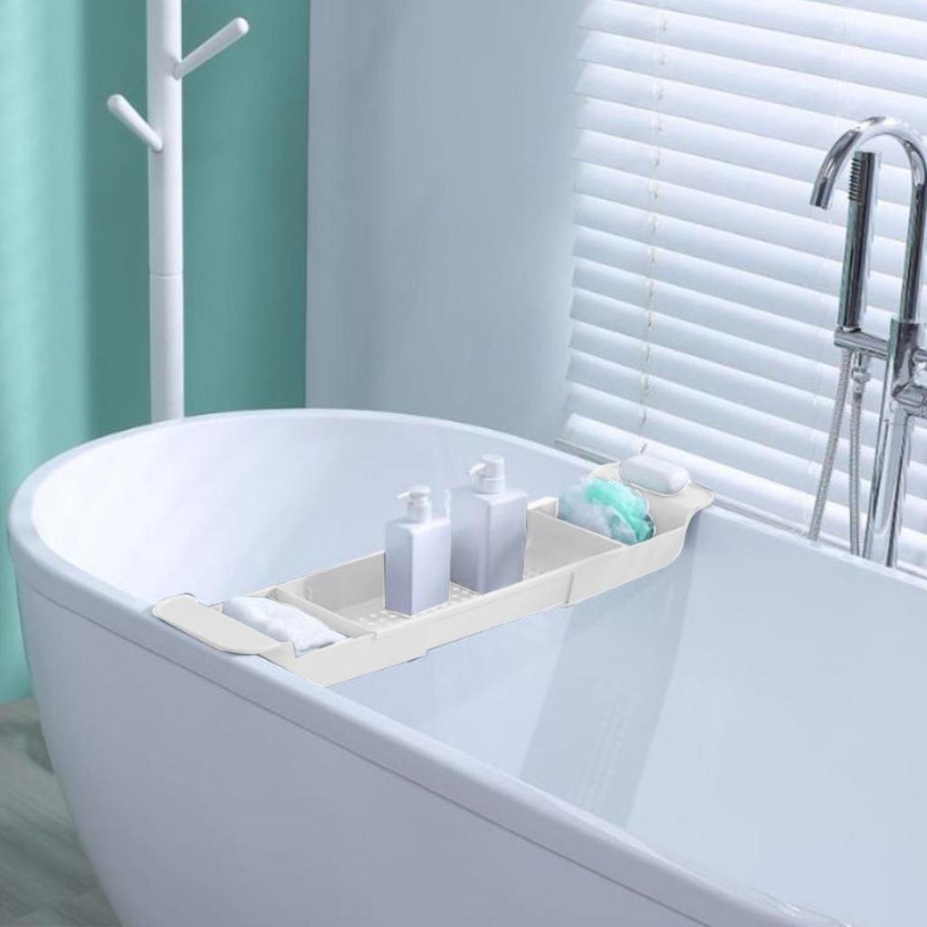 Bathtub Tray Extendable Over Bathtub Rack Quick-Drain Rack Home Spa Storage Organizer for Apartment Hostel Hotel Dorm Shower Gel