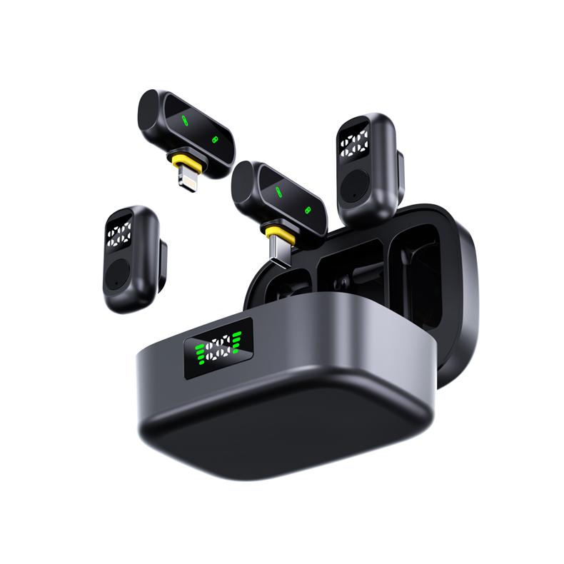 Magnetic Button Wireless Lavalier Microphone, Portable Noise Reduction Mic for Phone Live Vlog Interview Outdoor Recording