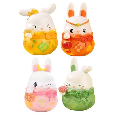 Miniature Rabbit Figurines, Resins Bunnys Ornament for MidAutumn Festival Decoration and Fairys Garden