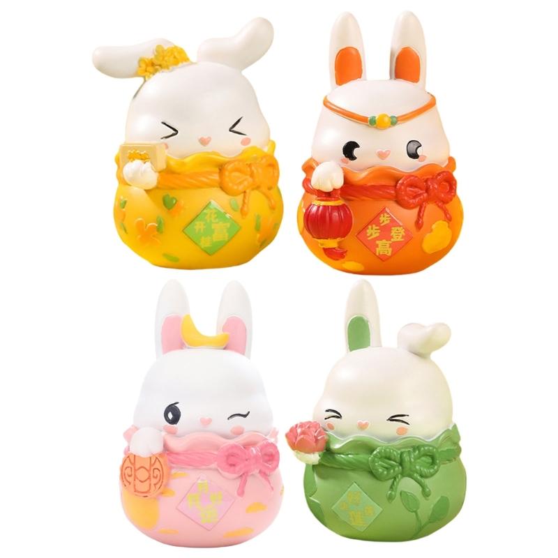 Miniature Rabbit Figurines, Resins Bunnys Ornament for MidAutumn Festival Decoration and Fairys Garden