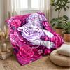 Tiger Amidst Floral Splendor Theme Blanket Lightweight Warm Flannel Blanket Decorative Throw Blanket for Home Decoration