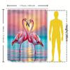 Graceful Pink Flamingos Shower Curtain for Bathroom - Tropical Water Scene with Sunset and Moonlight Waterproof Polyester