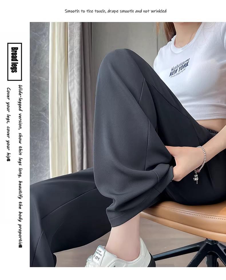 Korean Women's Retro High-Waisted White Summer Drape Pants - Straight Leg and Versatile