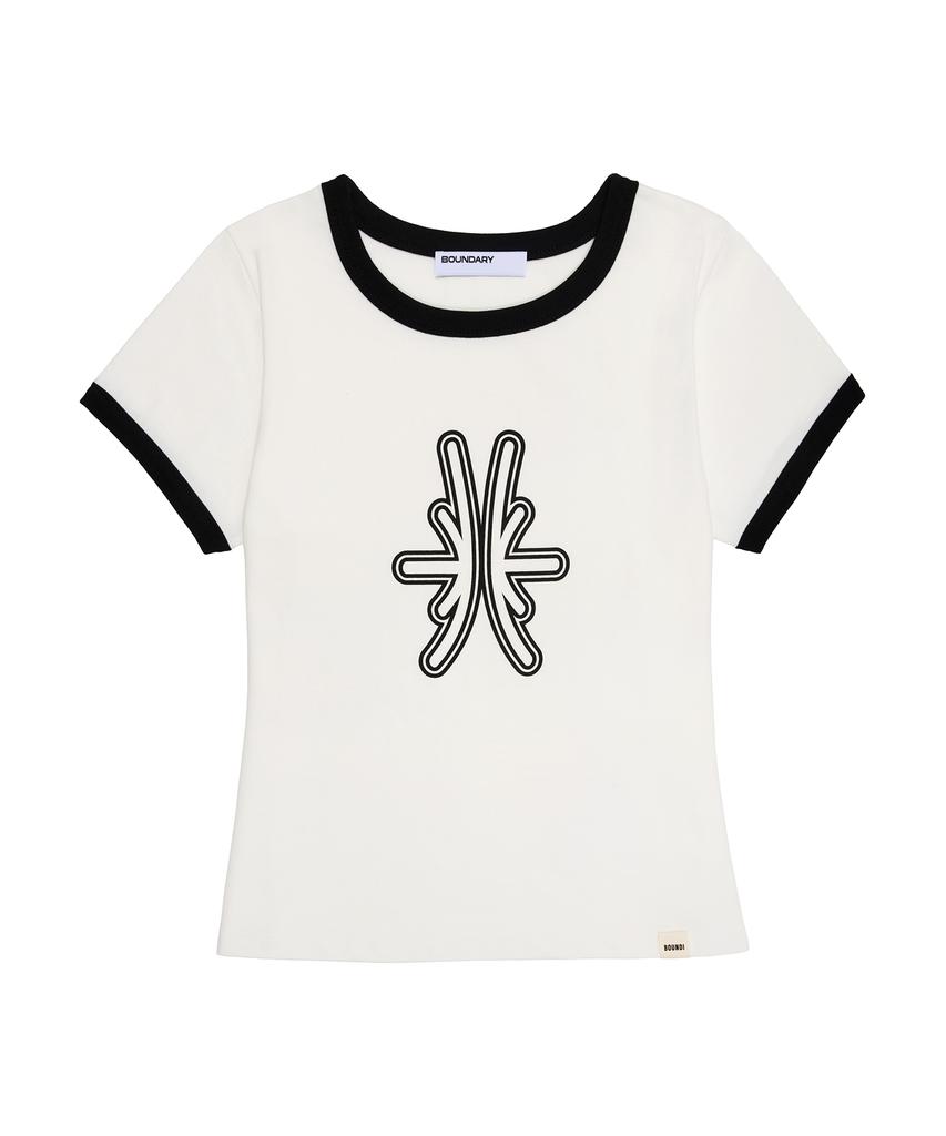 BOUNDARY Decalcomania Slim Fit Ringer T-Shirt [Ivory]