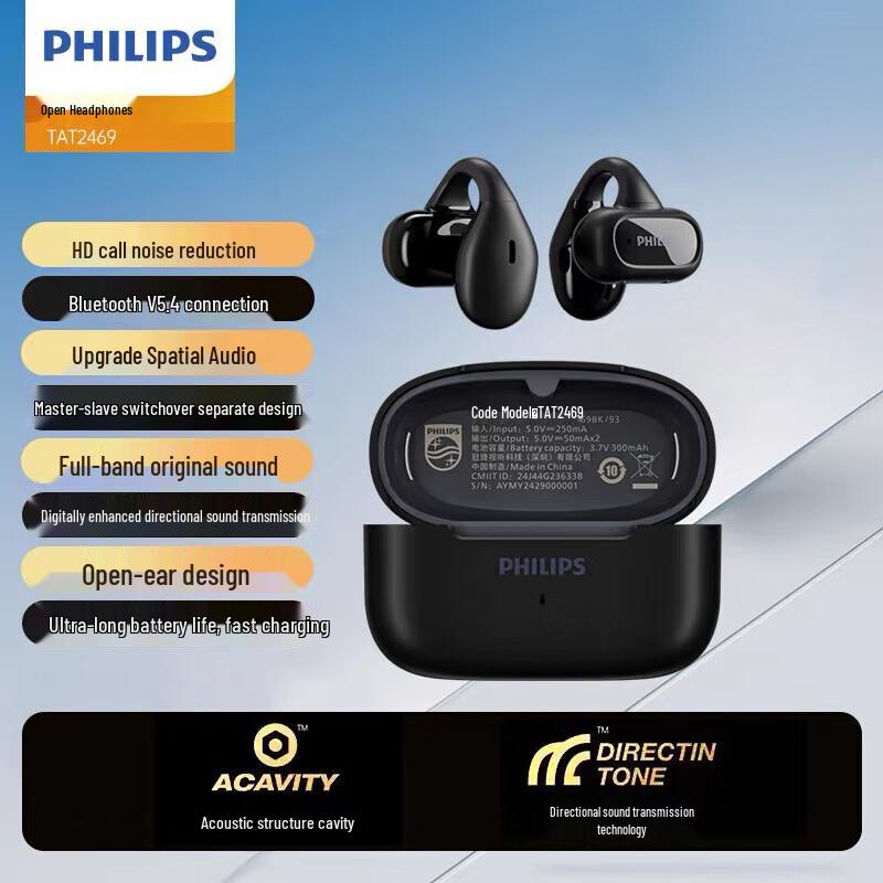 Philips TAT2469 Open-Ear Clip-On Bluetooth Sports Headphones