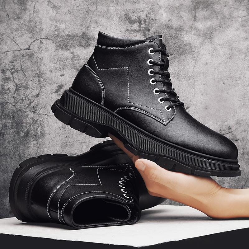 Handmade Men Boots Autumn Vintage Casual Leather Shoes British Ankle Boots Fashion Motorcycle Boots Office Male Comfortable Shoe