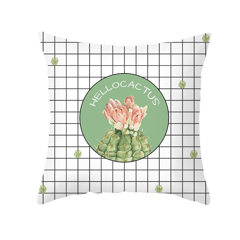Ins Pillow Cover Nordic Summer Green Plants Office Waist Backrest Home Decoration Pillow Cover Ins Style