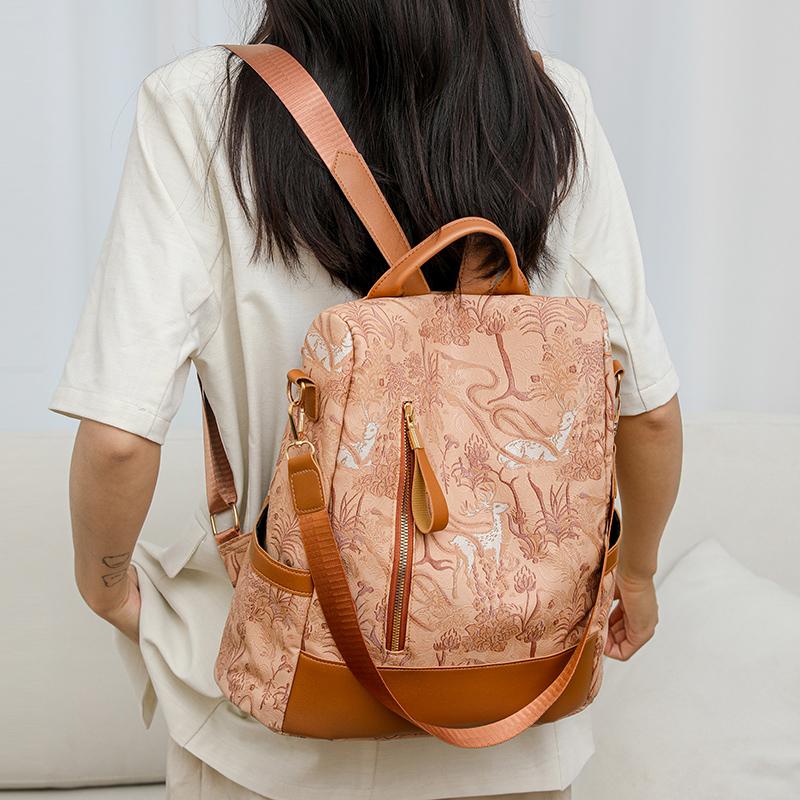 Rucsac imprimat pentru femei Rucsac ușor de mare capacitate Geantă de umăr impermeabilă multifuncțională