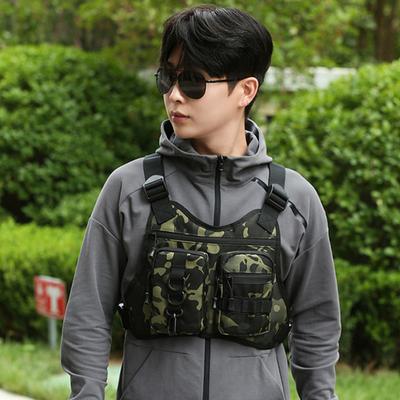 Outdoor Sports Chest Bag for Men Front Running Vest Bag with Multiple Compartments EDC Travel Chest Pack for Workout Cycling Hiking