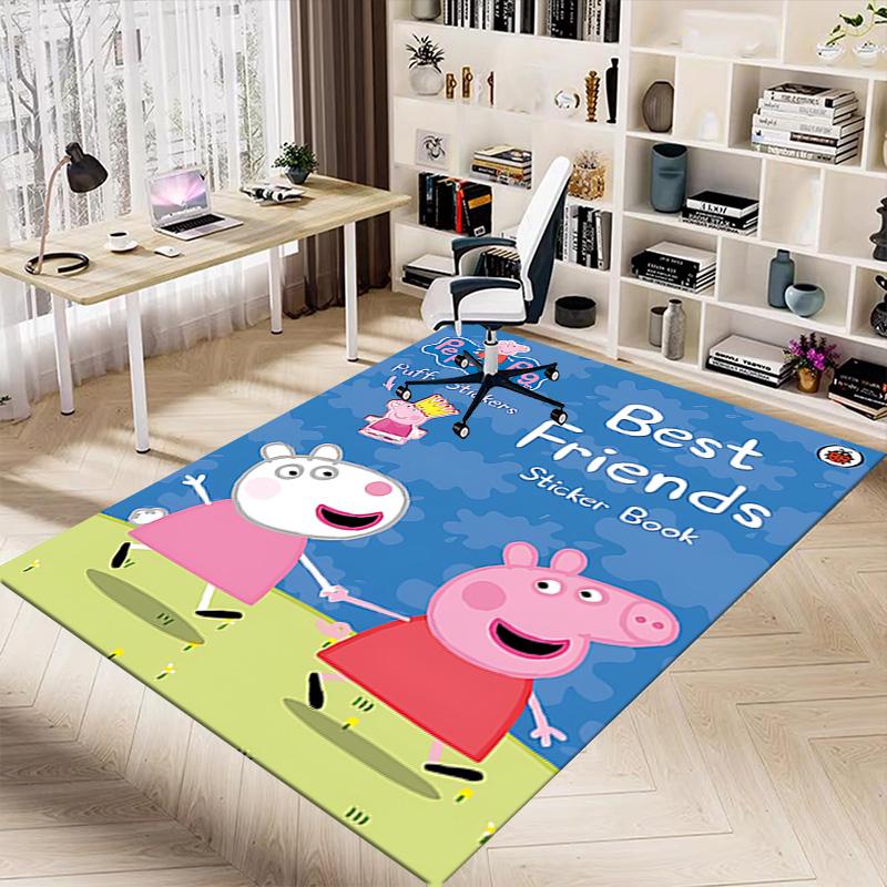 1pc Peppa Pig Friends Adventure Carpet for Playroom Bedroom Living Room Sofa Home Decor,kids Game Area Rug Non-slip Floor Mat Y723130