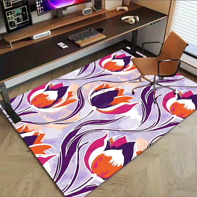 1pc Tulip Pattern Area Rug Soft Flannel Floor Mat for Living Room, Bedroom and Carpet, Sofa Coffee Table Floor Mat, Decorative Rug Q03