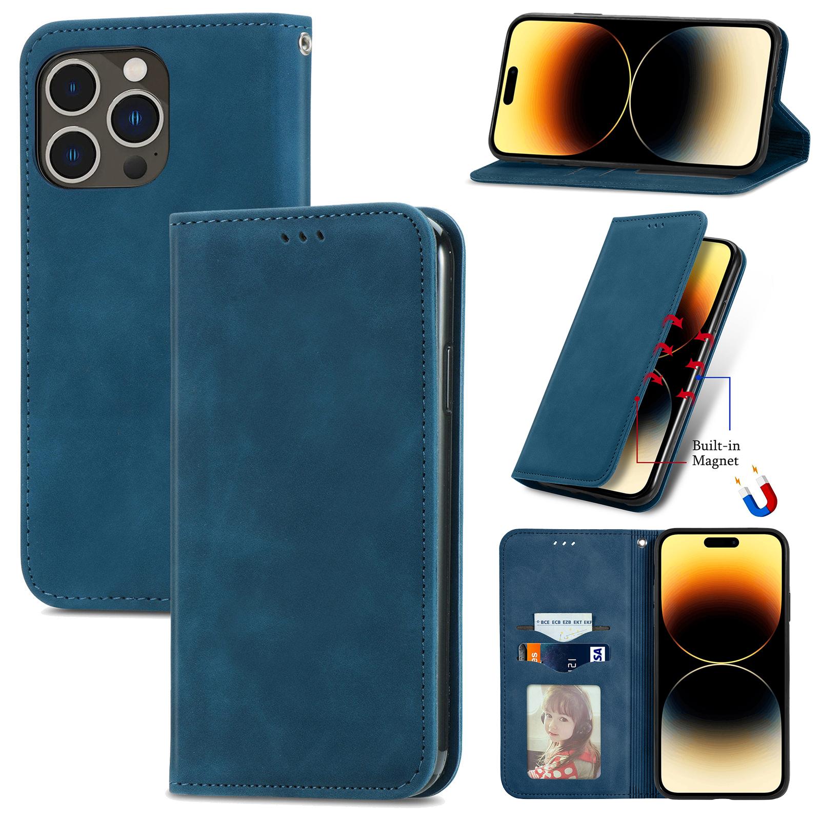 

Розкішний ретро-шкіряний чохол-гаманець з магнітним відкидним покриттям для iPhone 15 14Plus 13 12 11 Pro Max XSMAX для Samsung S24 S23 S22 S21 S20Ultra Plus S23FE A05 A15 A25 Samsung A13 5G/A04S синій