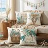Vikama Coastal Pillow Cover Seashell Conch Nautical Ocean Decorative Cushion Case For Beach House Sofa Patio Furniture