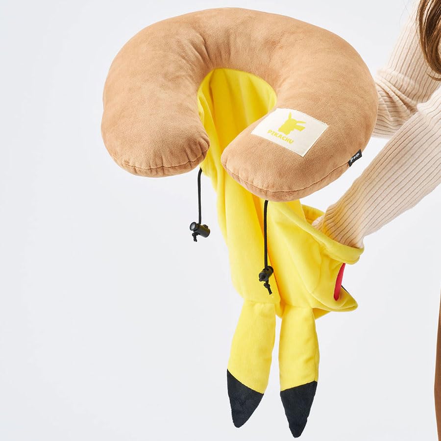 Pokemon Kapüşonlu Yaka Pikachu Sarı Pokemon Sandık Seyahat Aksesuarları Yastık, Kemer, Tek Dokunuş