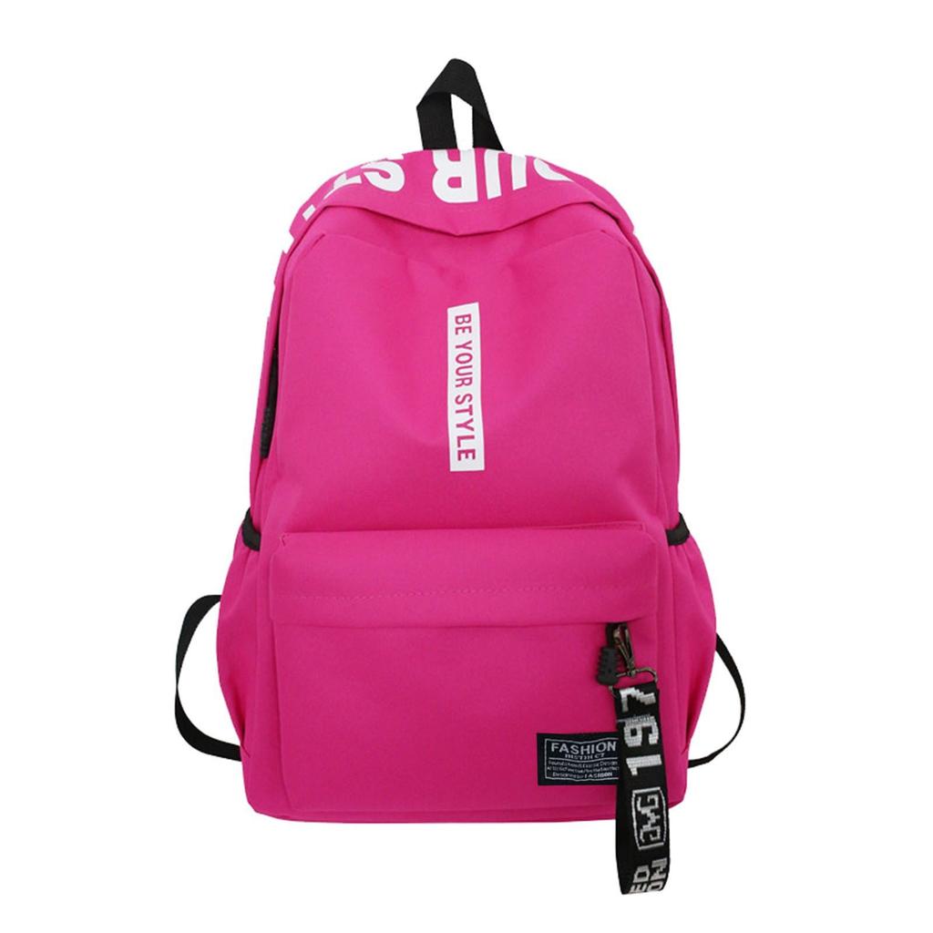 Large Capacity Solid Color Waterproof Nylon Casual Backpack School Bag