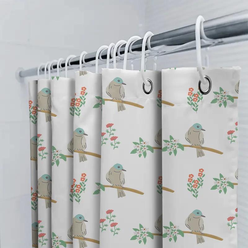 Vintage Charmante Blumen Vögel Duschvorhang Für Badezimmer Dekor Weiß Blau Grün Rosa Rot Buntes Muster