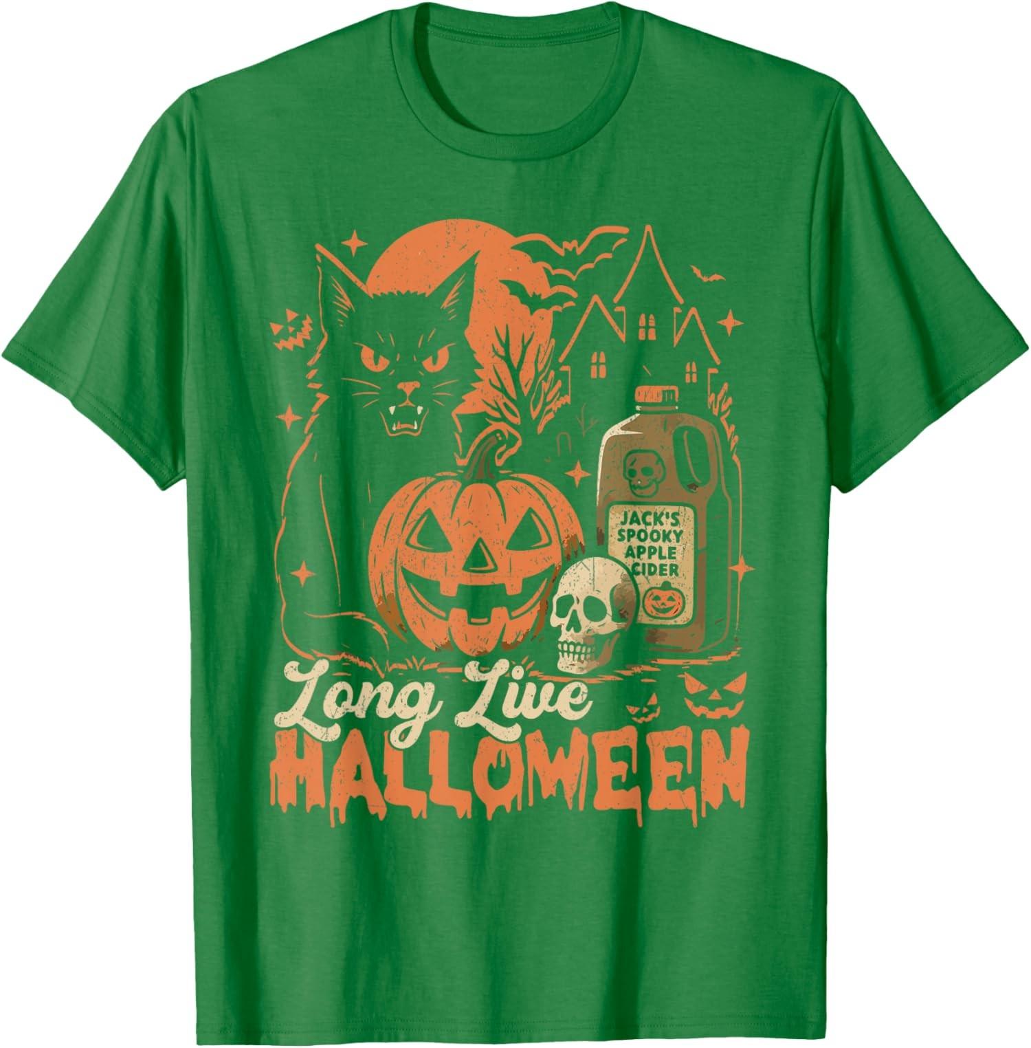 Long Live Halloween dr?le citrouille chat noir dr?le T-Shirt unisexe S
