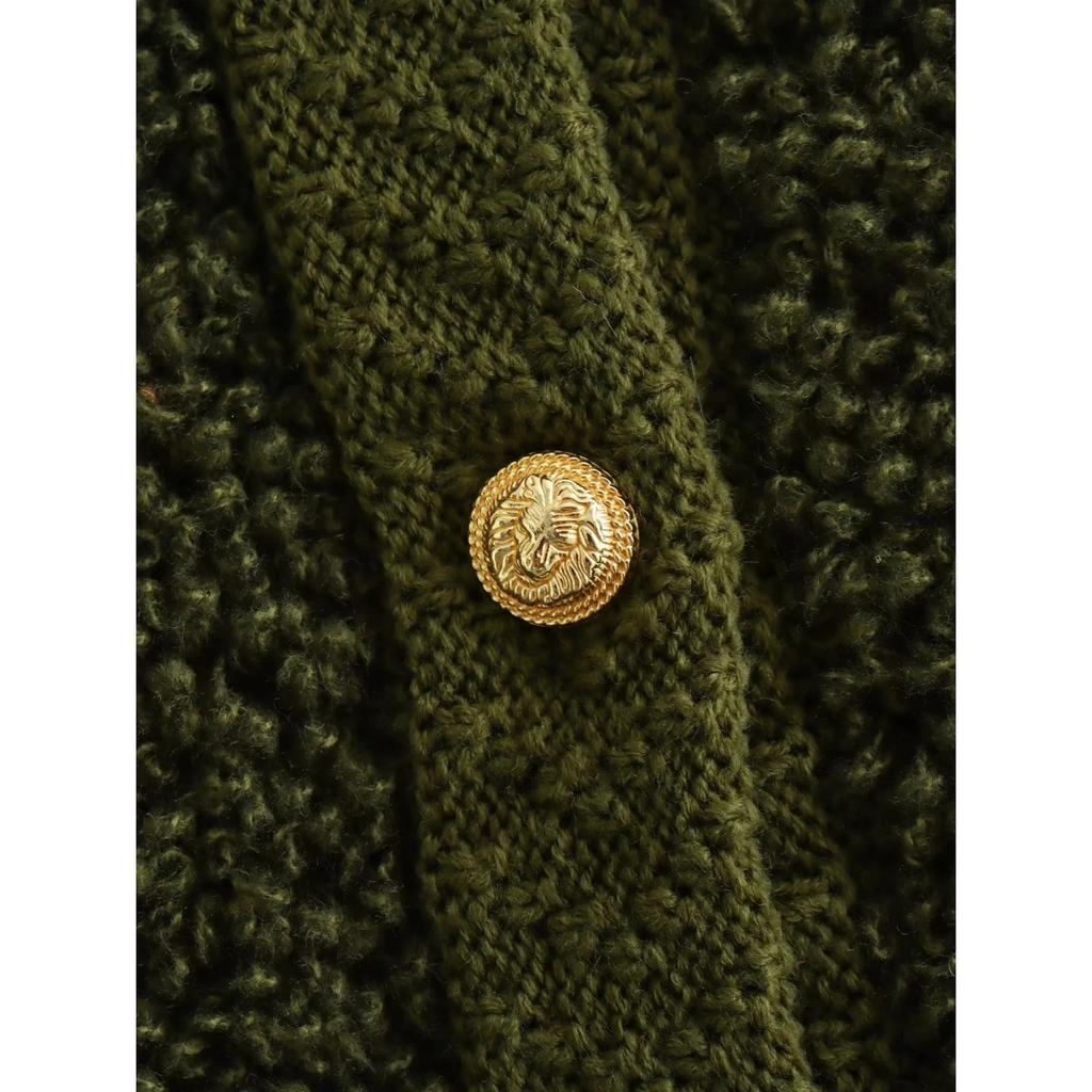 GMXIA Women's Vintage Casual Solid Color Print Spring Autumn Long Sleeve O-Neck Jackets & Coats