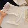 Female Summer Sexy Lace Ice Silk Without Trace Naked Feeling 10A Antibacterial Extension Crotch Triangle Briefs