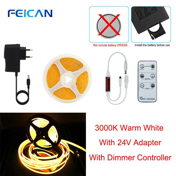 

Светодиодная лента COB 24 В 324 светодиода/м Линейная Диммируемая Светодиодная Высокая Яркость Гибкая Теплый/Нейтральный/Холодный Белый 8 мм Свет RA90 Спальня EU Plug&1m