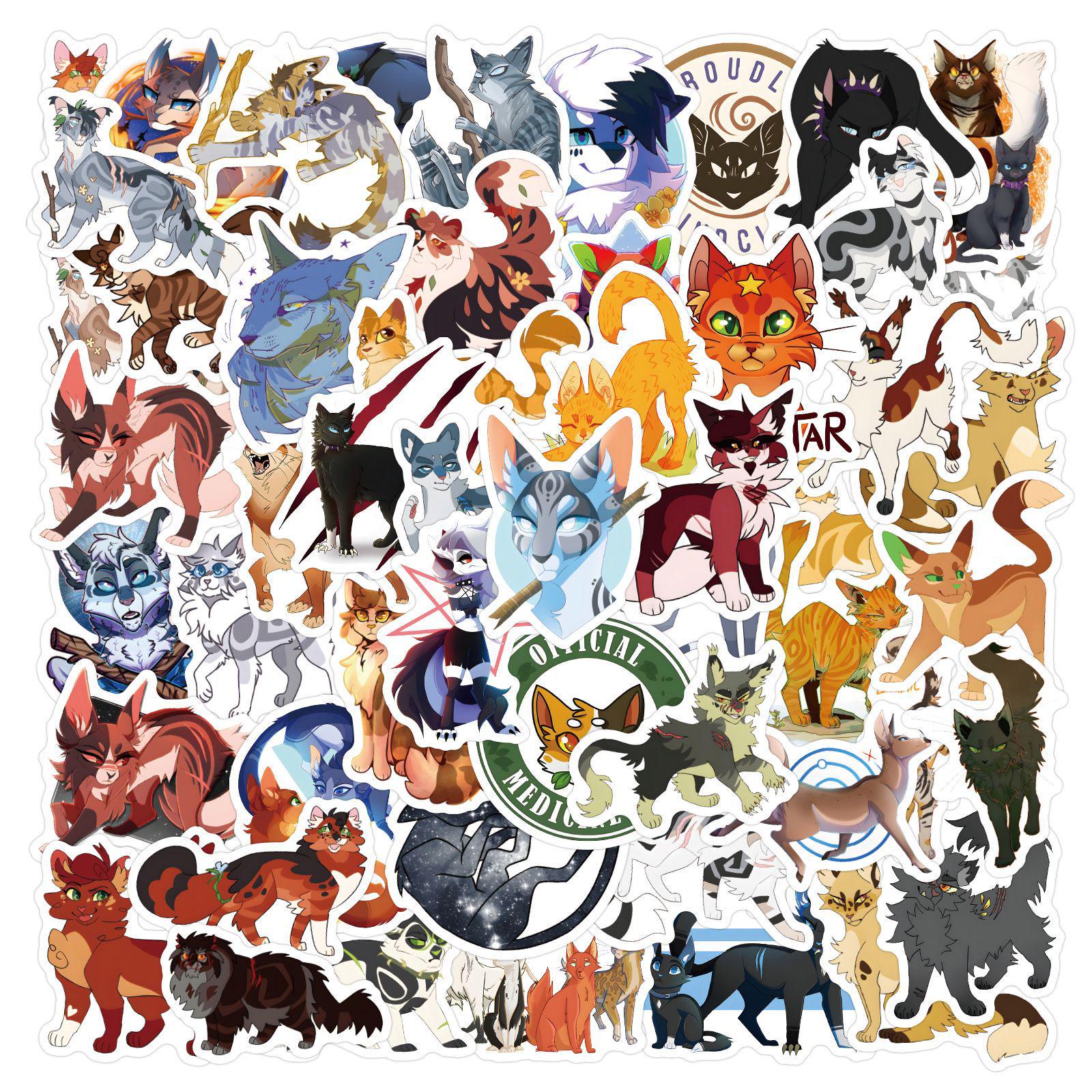 60 Sheets Samurai Cat Graffiti Stickers for Laptops, Cars, Guitars, DIY Decoration