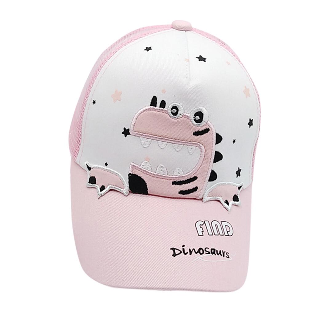 

Baby Boy Hat Letter Soft Cotton Dinosaur Sunhat Eaves Baseball Cap Sun Hat рожевий